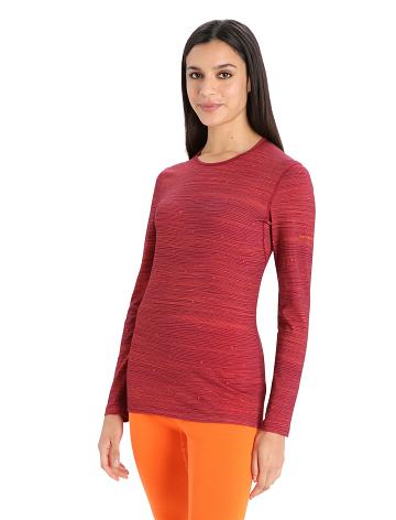 Icebreaker Merino 200 Oasis Long Sleeve Crewe Ski Tracks Naisten Base Layers Pinkki | FI 1823MQZA